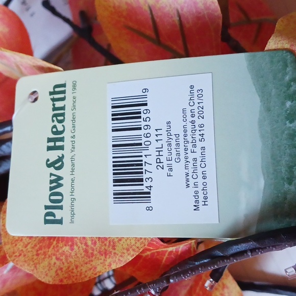 Plow & Hearth 6 ft Fall Eucalyptus Garland with 48 LED Lights & battery timer - Picture 6 of 7